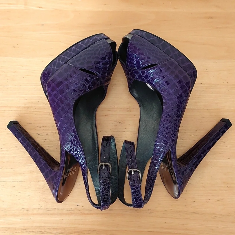 Stuart Weitzman Purple Patent Leather High Heeled Sandals - Picture 8 of 14